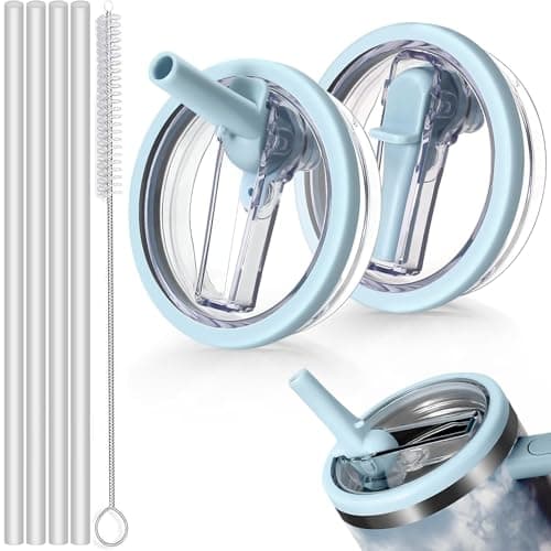 Sunshine Smile - Auslaufsicherer Ersatzdeckel für Stanley Cup Becher 40oz + 4 Trinkhalme + Strohhalm Bürste | Für Zubeah