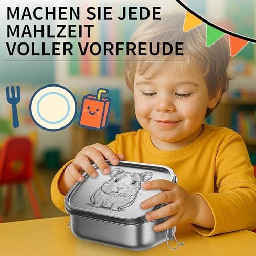 REKITA Edelstahl Brotdose Kind er mit Fächern - Personalisierte Lunchbox für Schule, Ausflüge und Jausen, 850ML Vesperdo