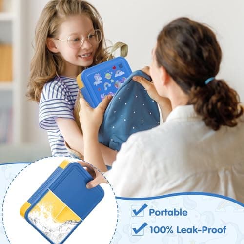 Kinder Brotdose WuGU 5-Fach Auslauf Sicher 1300 ml Grüne Lunchbox für Schule und Ausflüge