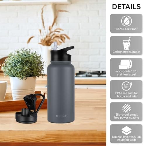 Edelstahl Trinkflasche 1.2L BPAfrei-Thermoskanne-Vakuum Doppelwandisolierung für Sport Campings-Reise-Kohlensäure Geeign