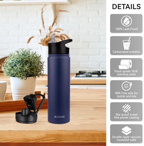 Edelstahl Trinkflasche 1.2L BPAfrei-Thermoskanne-Vakuum Doppelwandisolierung für Sport Campings-Reise-Kohlensäure Geeign