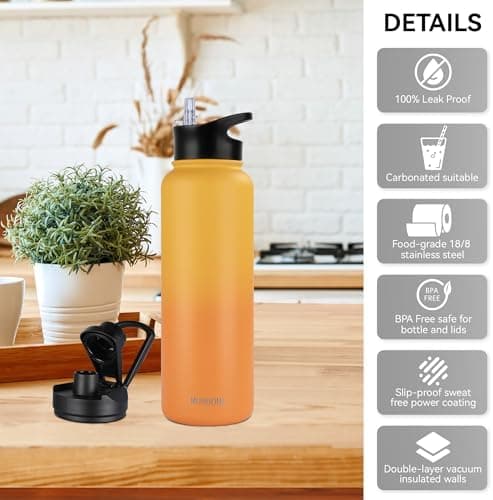 Edelstahl Trinkflasche 1.2L BPAfrei-Thermoskanne-Vakuum Doppelwandisolierung für Sport Campings-Reise-Kohlensäure Geeign