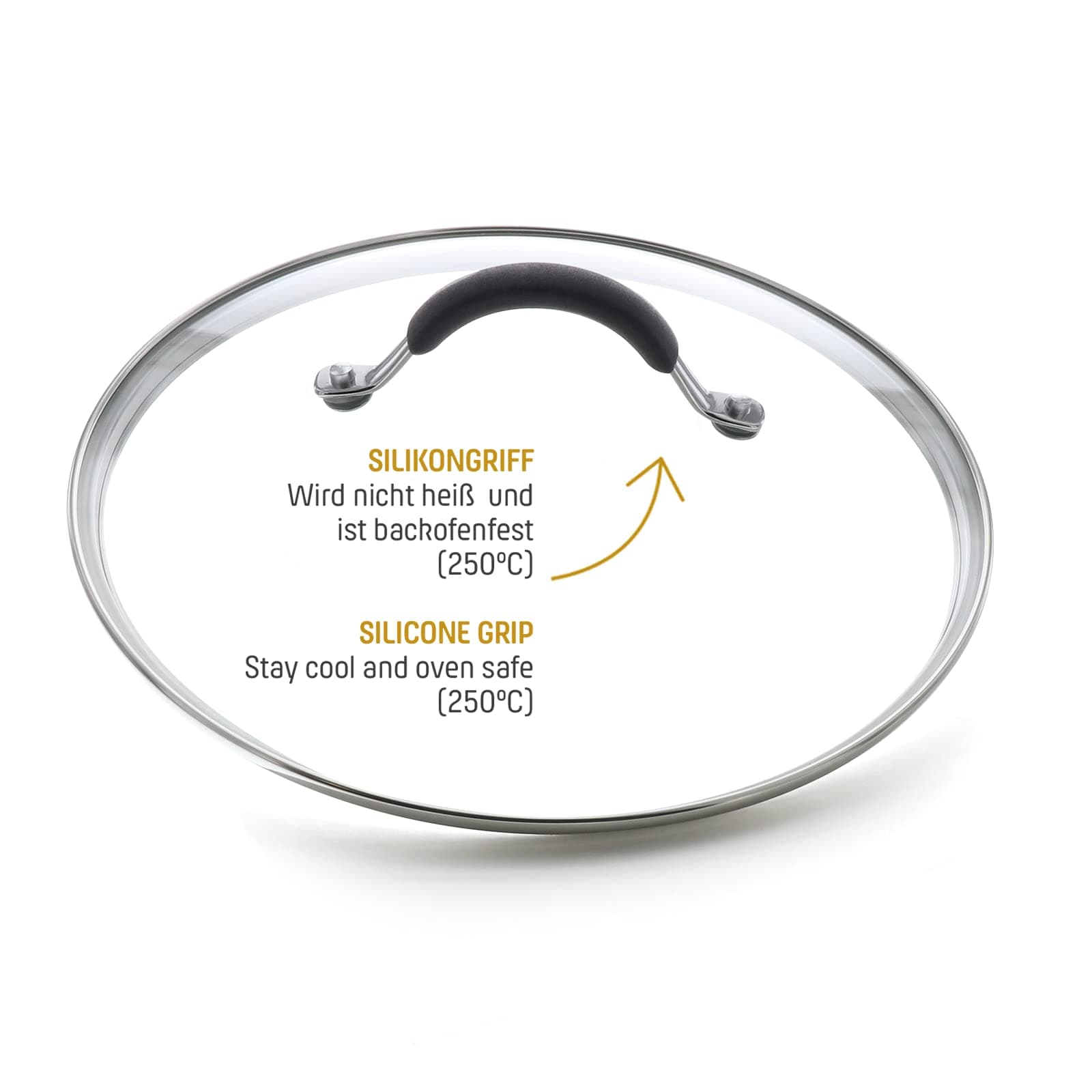 Coolinato Backofenfester Glasdeckel 26cm für Töpfe und Pfannen
| Coolinato Silikongriff Glasdeckel 26cm komplett backof