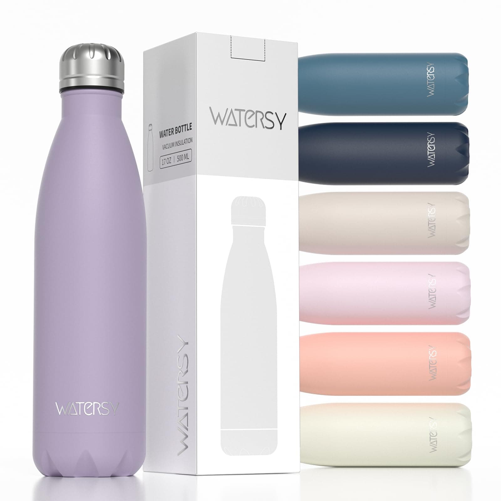 WATERSY Doppelwandige Edelstahl-Trinkflasche 500 ml Kinder ThermoSafe BPA-Frei Kalt&Warm Sprudel Dunkel Blau Sport Gym