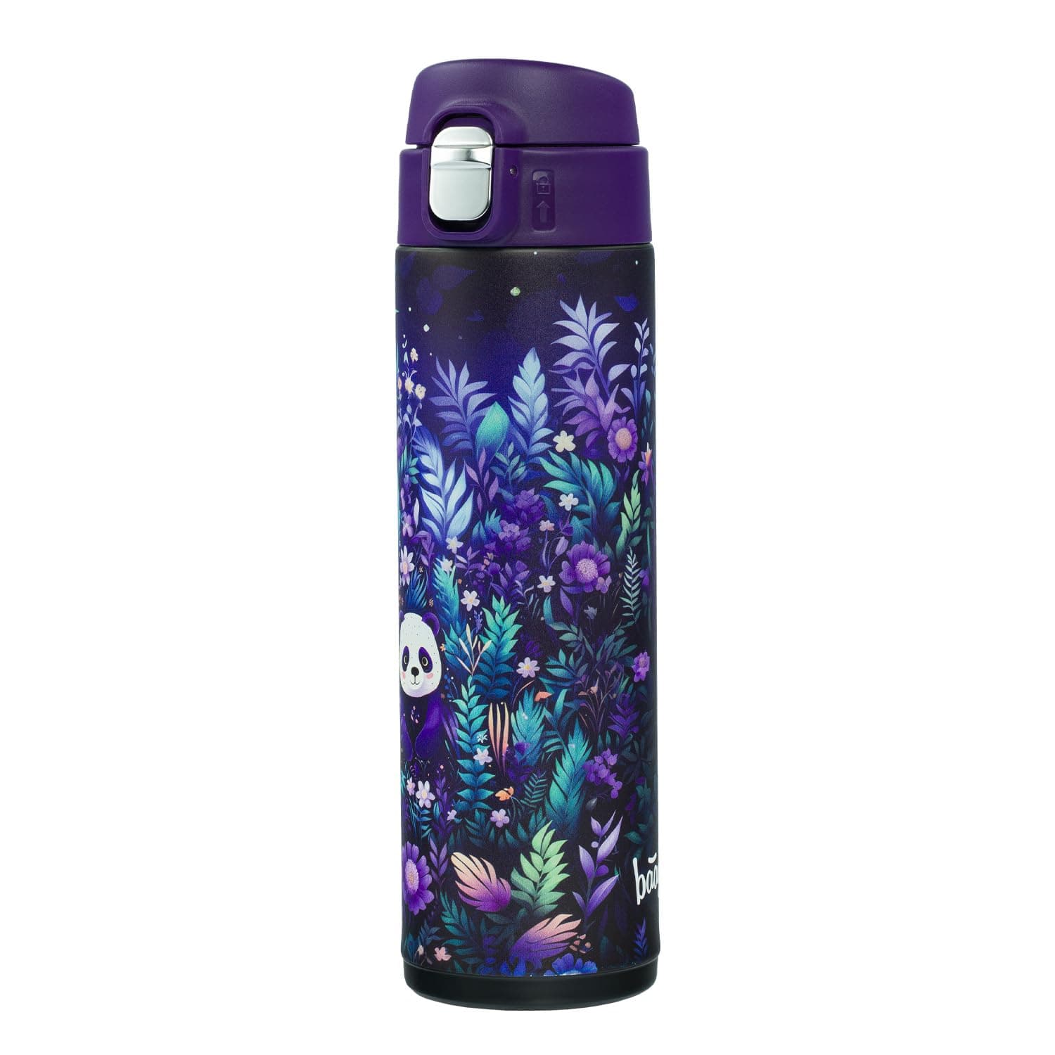 Baagl Jungle Panda Kinder Trinkflasche – Auslaufsichere Edelstahl Thermosflasche mit Silikon-Strohhalm – BPA-freie Flasc