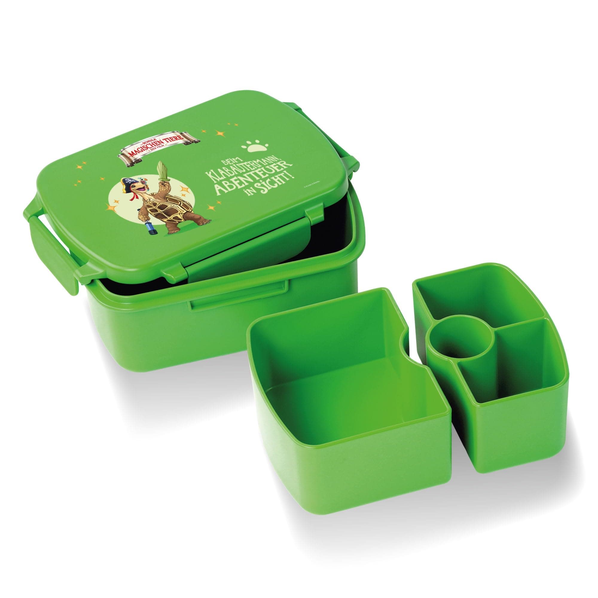 AWAVE Henrietta Snackbox Brotdose Kinder rPET Grün – Unterteilung, Auslaufsicher, Pausenbox für Schule und Picknick